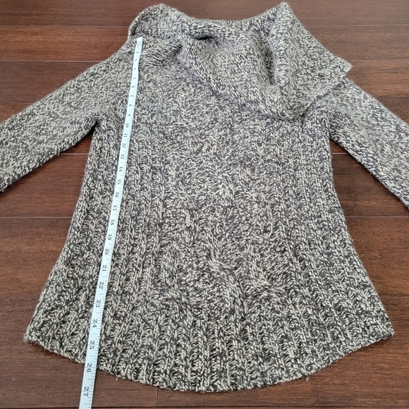 Express Wool Cashmere Blend Cowl Neck Cable Knit Sweater Women's L Brown & Tan - Picture 6 of 7